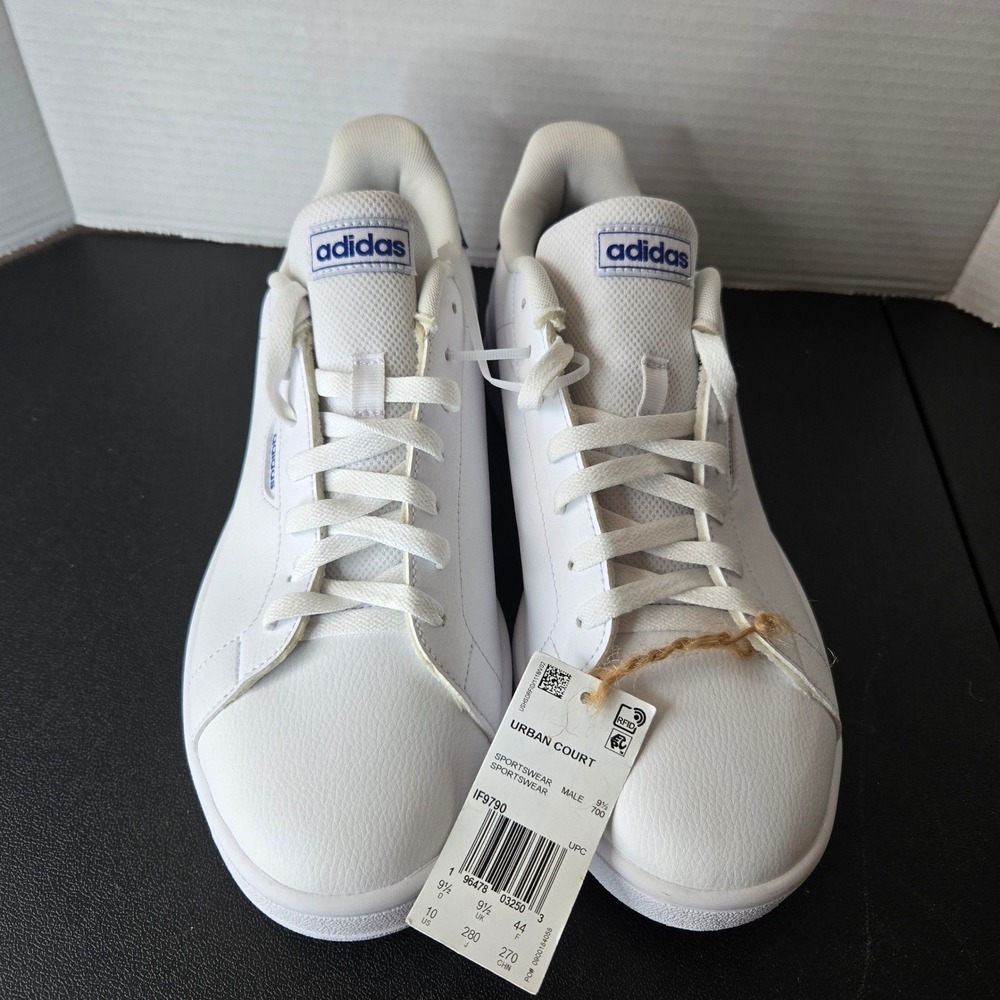 NWT Adidas Urban‎ Court IF9790 White Blue Leather Sneakers Mens Size 10
